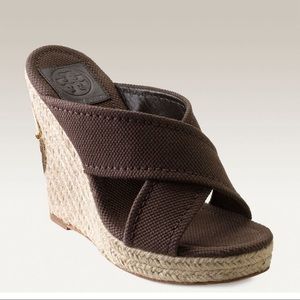 Tory Burch Brown “Kristen” Espadrille Wedge